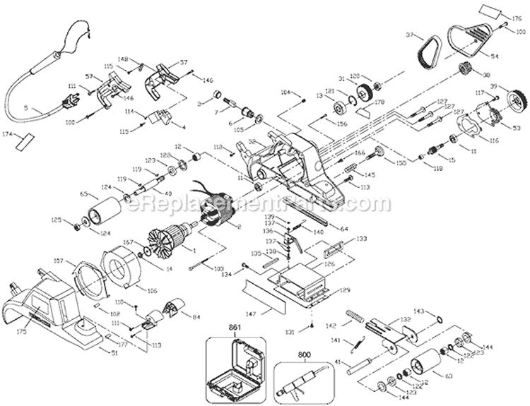 Page A Diagram and Parts List for 361 Type 10 Porter Cable Sander Polisher